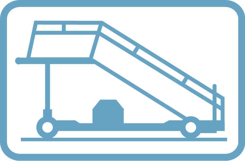 Piktogramm für Passagiertreppen, Fluggastbrücken, Gangways und Ambulance-Lifts